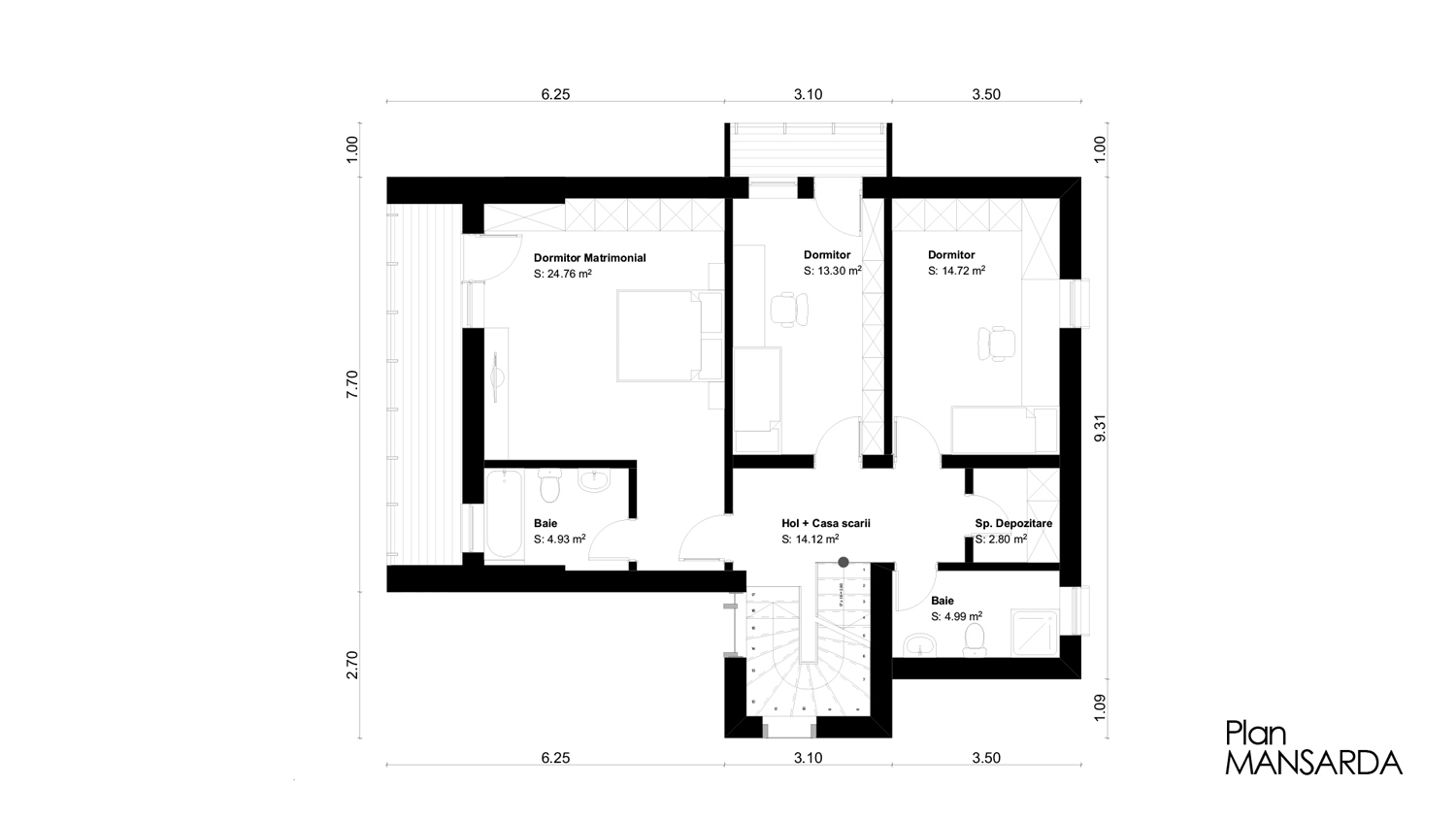Casa parter + mansarda (146 mp) – Atrium