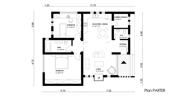Proiect casa parter (88 mp) – Minimus