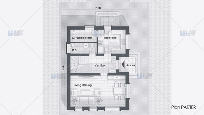 Proiect casa parter + etaj (119 mp) – Zaira